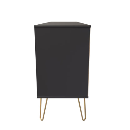 Hong Kong F Large Sideboard Black 2 Shelves 6 Drawers 152cm