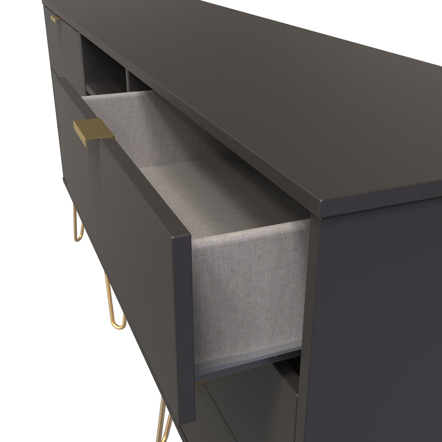 Hong Kong F Large Sideboard Black 2 Shelves 6 Drawers 152cm