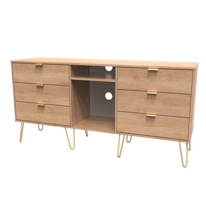 Hong Kong F Large Sideboard Dark Oak 2 Shelves 6 Drawers 40cm