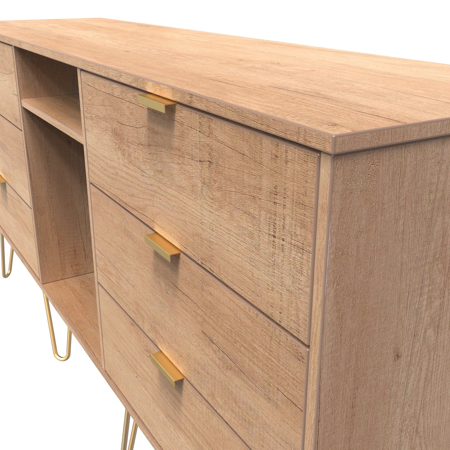 Hong Kong F Large Sideboard Dark Oak 2 Shelves 6 Drawers 40cm