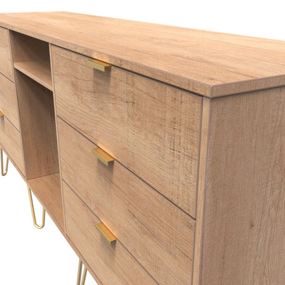 Hong Kong F Large Sideboard Dark Oak 2 Shelves 6 Drawers 40cm