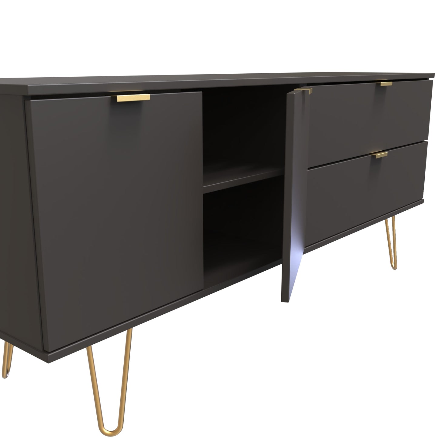 Hong Kong F Large Sideboard Black 2 Doors 2 Drawers 147cm