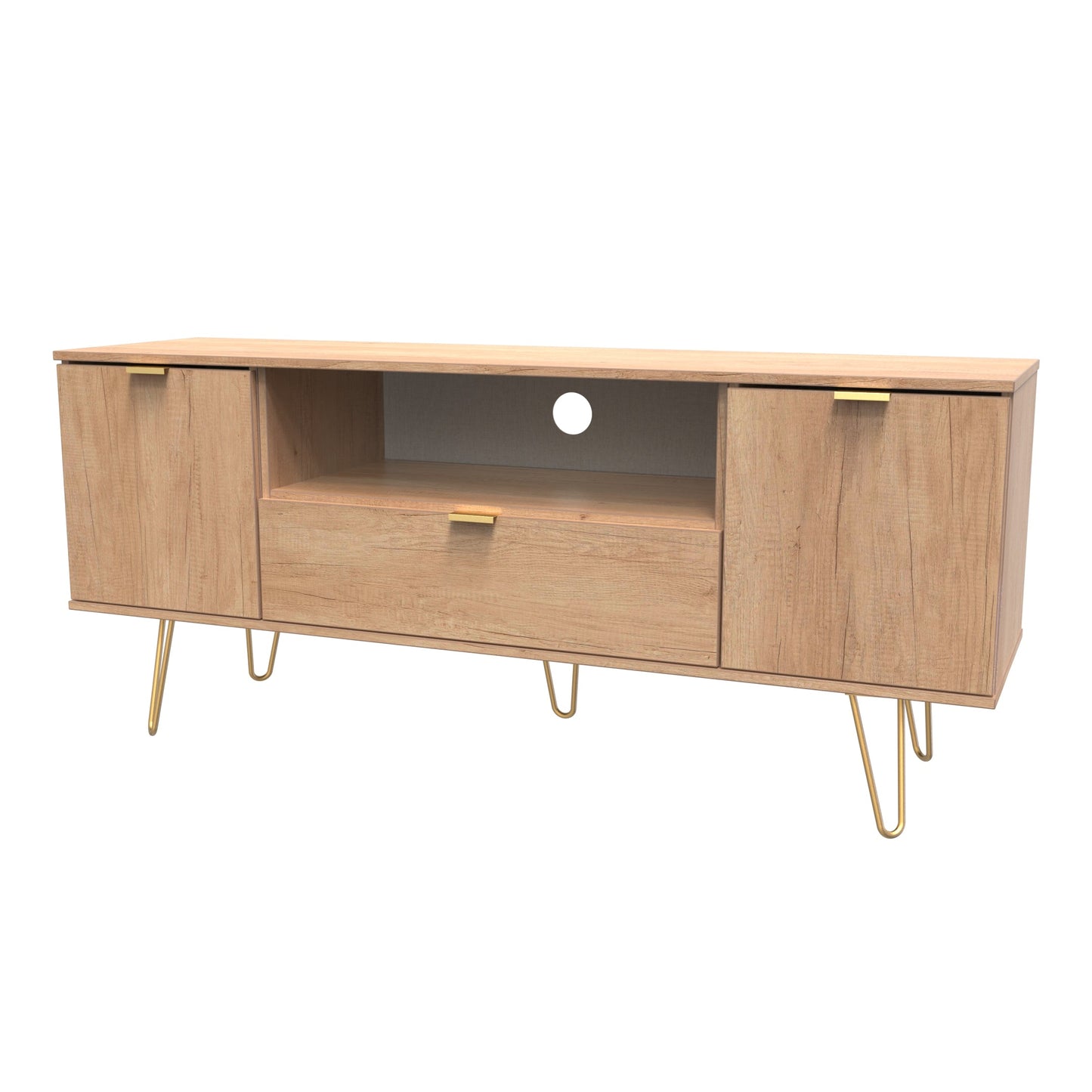 Hong Kong F TV Unit Dark Oak 1 Shelf 1 Drawer 2 Doors 39cm