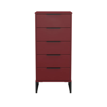 Hong Kong G Tall Tallboy Red 5 Drawers 109cm