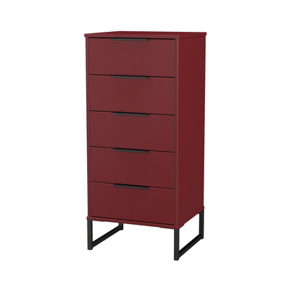 Hong Kong G Tall Tallboy Red 5 Drawers 109cm