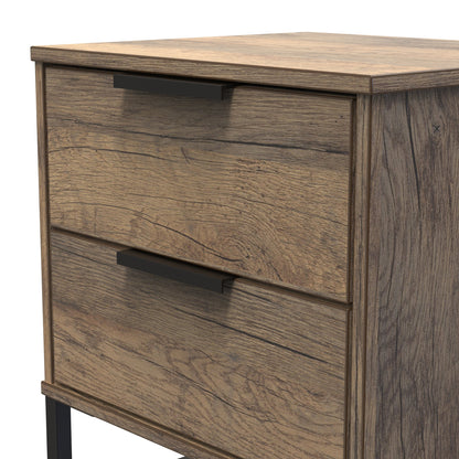 Hong Kong G Bedside Table Oak 2 Drawers 60cm