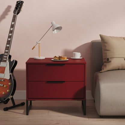 Hong Kong G Side Table Red 2 Drawers 60cm