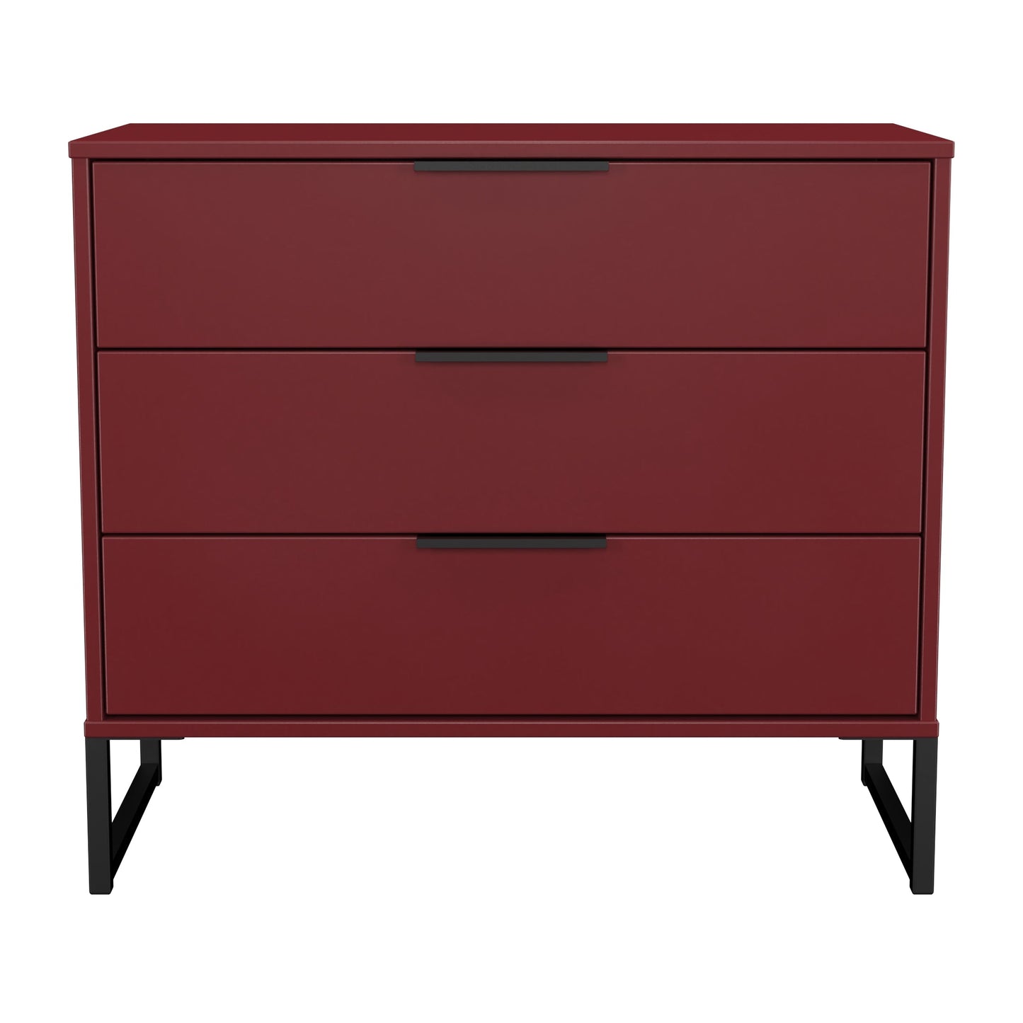 Hong Kong G Chest of Drawers Red 3 Drawers 77cm