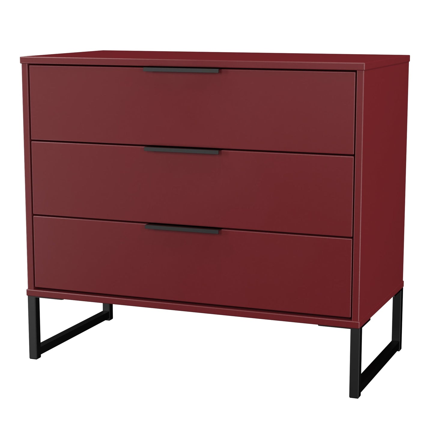 Hong Kong G Chest of Drawers Red 3 Drawers 77cm