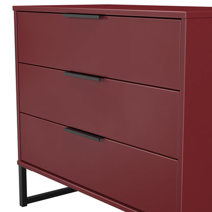 Hong Kong G Chest of Drawers Red 3 Drawers 77cm