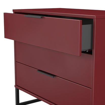 Hong Kong G Chest of Drawers Red 3 Drawers 77cm