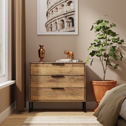 Hong Kong G Chest of Drawers Oak 3 Drawers 77cm