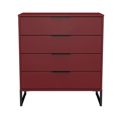 Hong Kong G Chest of Drawers Red 4 Drawers 93cm