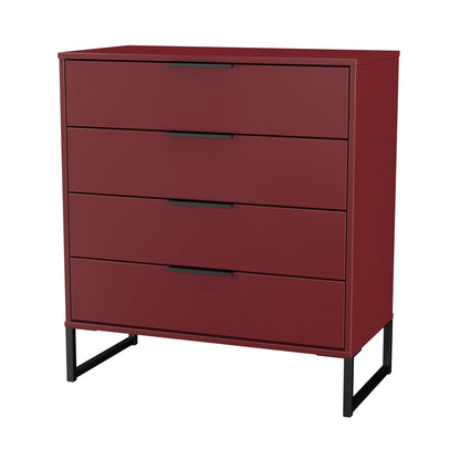 Hong Kong G Chest of Drawers Red 4 Drawers 93cm