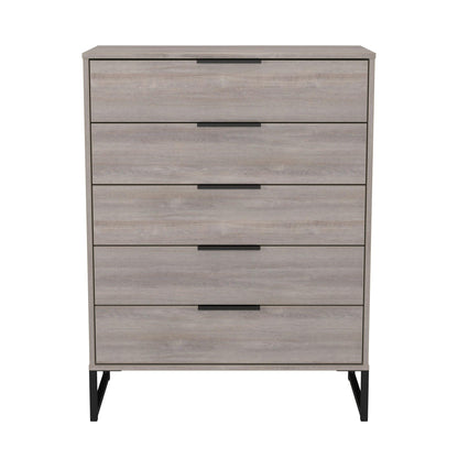 Hong Kong G Tall Chest of Drawers Light Grey 5 Drawers 109cm