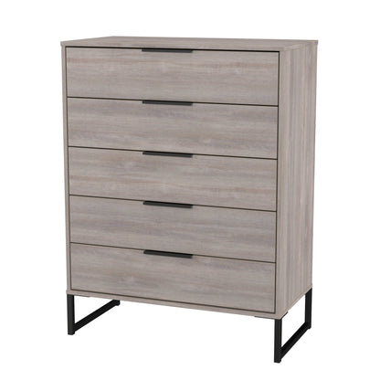 Hong Kong G Tall Chest of Drawers Light Grey 5 Drawers 109cm