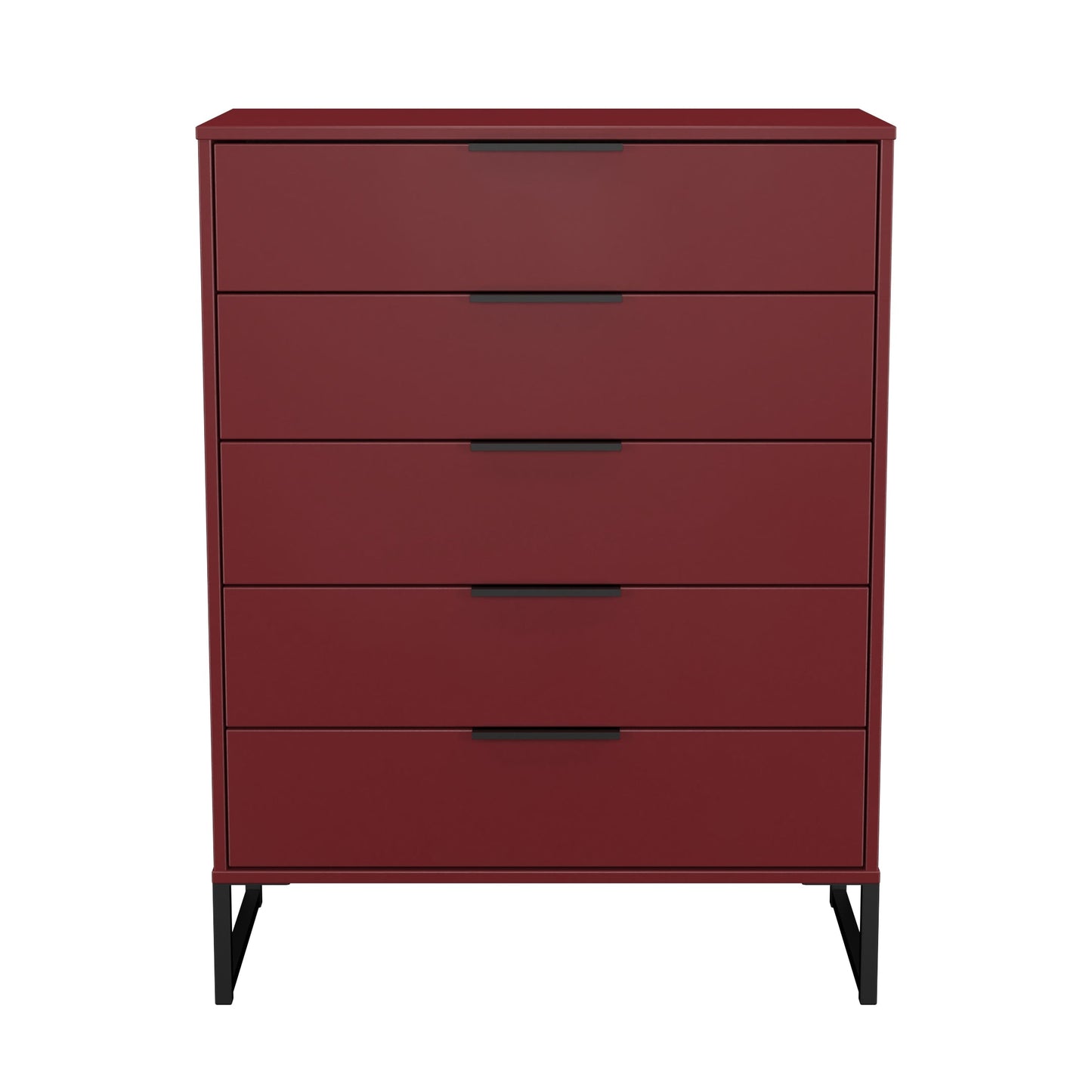 Hong Kong G Tall Chest of Drawers Red 5 Drawers 109cm
