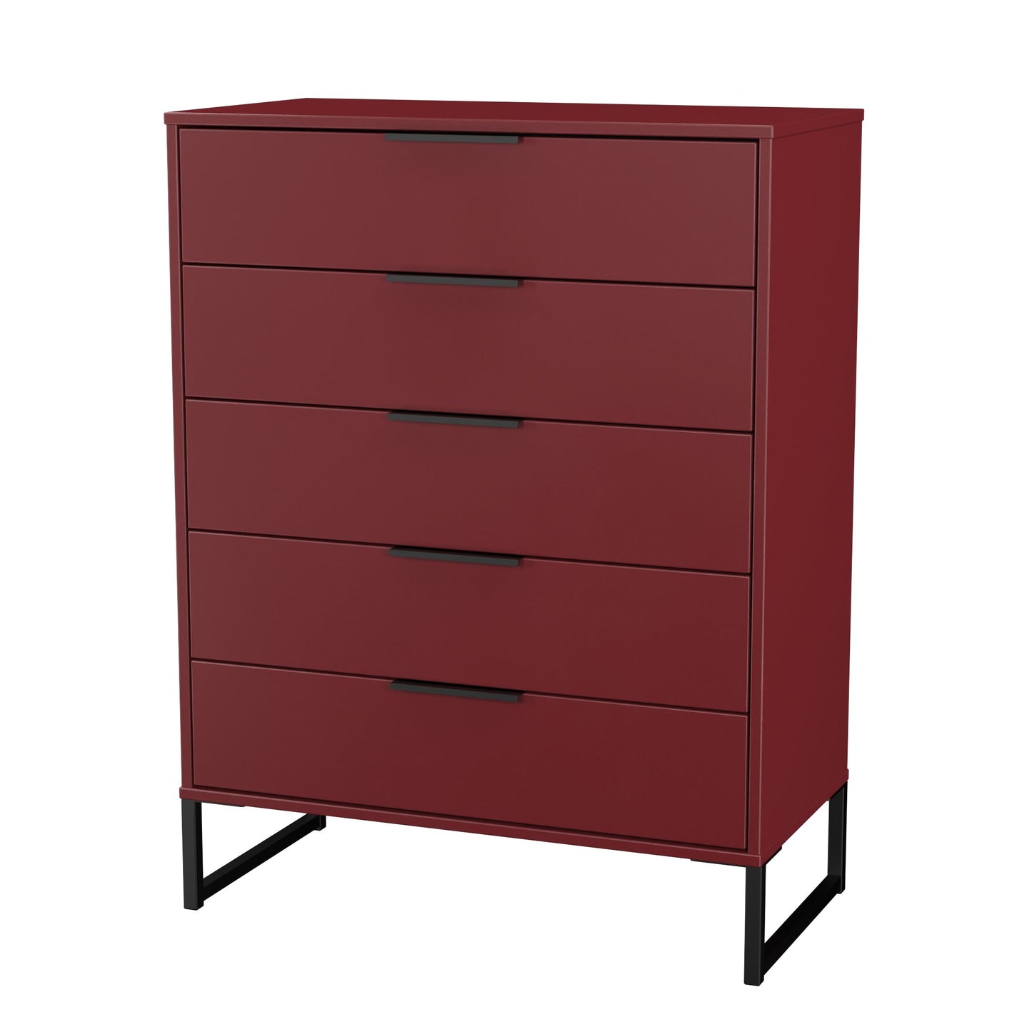Hong Kong G Tall Chest of Drawers Red 5 Drawers 109cm