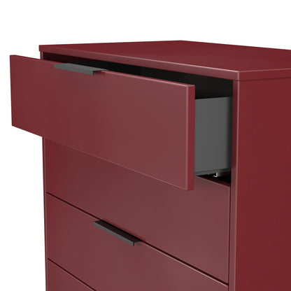 Hong Kong G Tall Chest of Drawers Red 5 Drawers 109cm