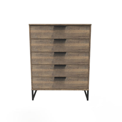 Hong Kong G Tall Chest of Drawers Oak 5 Drawers 109cm