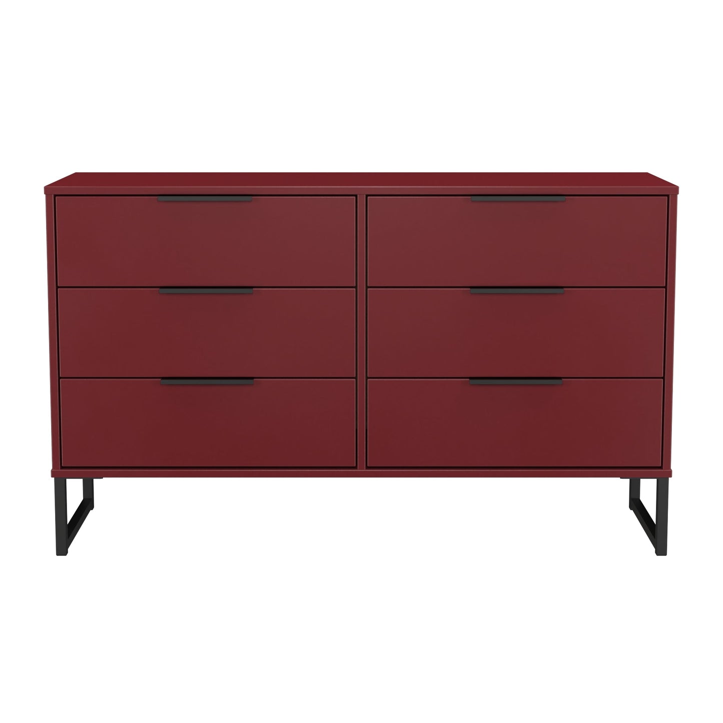 Hong Kong G Large Chest of Drawers Red 6 Drawers 115cm
