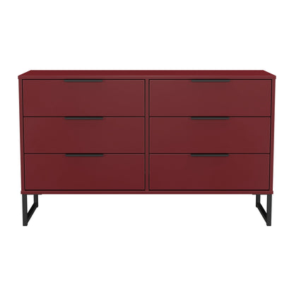 Hong Kong G Large Chest of Drawers Red 6 Drawers 115cm