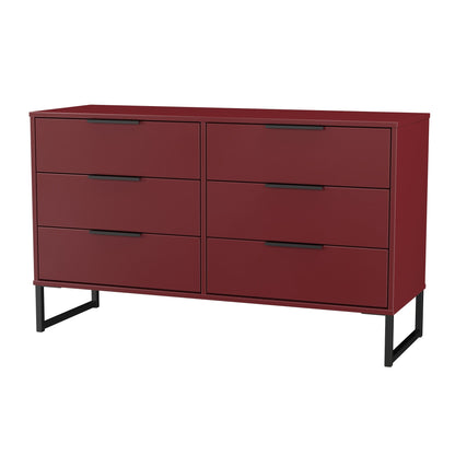 Hong Kong G Large Chest of Drawers Red 6 Drawers 115cm
