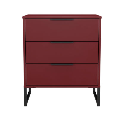 Hong Kong G Chest of Drawers Red 3 Drawers 76cm