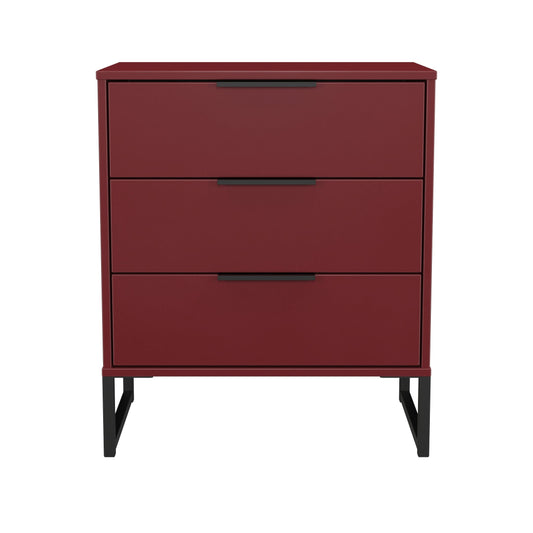 Hong Kong G Chest of Drawers Red 3 Drawers 76cm