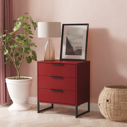 Hong Kong G Chest of Drawers Red 3 Drawers 76cm