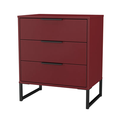 Hong Kong G Chest of Drawers Red 3 Drawers 76cm