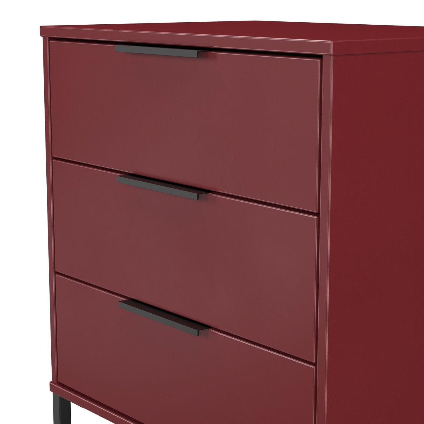 Hong Kong G Chest of Drawers Red 3 Drawers 76cm