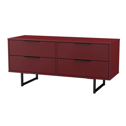 Hong Kong G Large Chest of Drawers Red 4 Drawers 115cm
