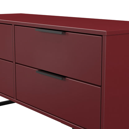 Hong Kong G Large Chest of Drawers Red 4 Drawers 115cm