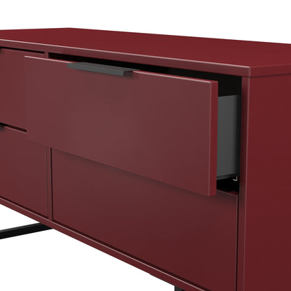 Hong Kong G Large Chest of Drawers Red 4 Drawers 115cm