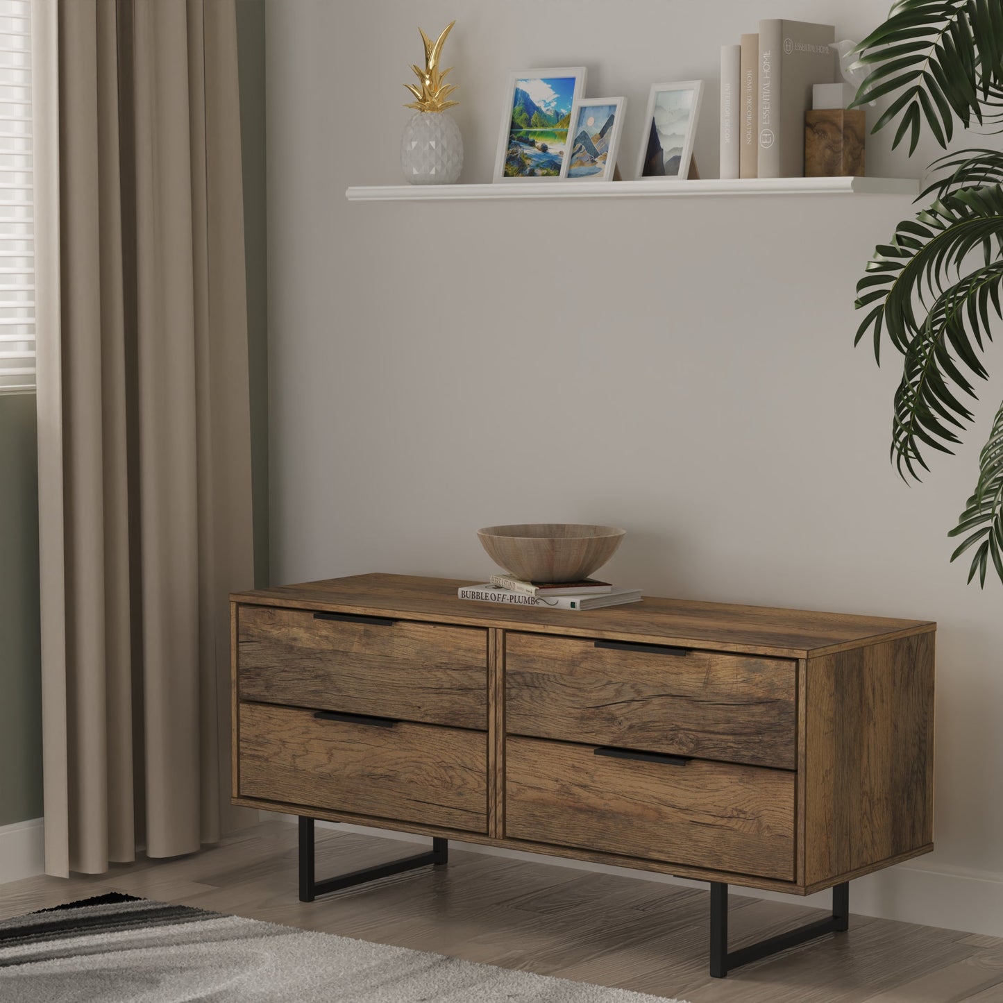 Hong Kong G Large Chest of Drawers Oak 4 Drawers 115cm