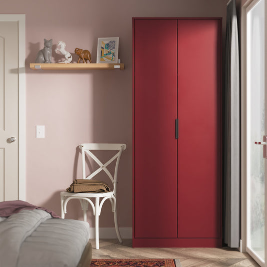 Hong Kong G Tall Wardrobe Red 2 Doors 1 Shelf 197cm