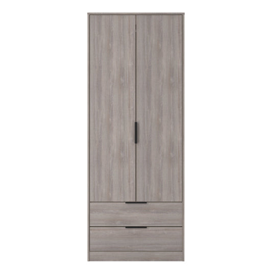 Hong Kong G Tall Wardrobe Light Grey 2 Doors 2 Drawers 197cm