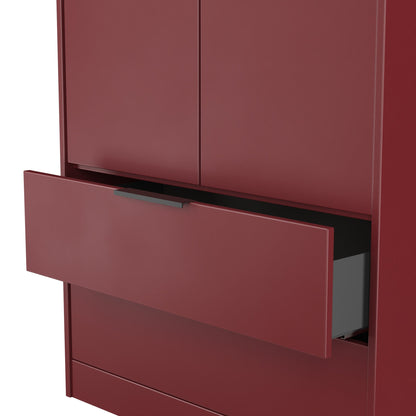 Hong Kong G Tall Wardrobe Red 2 Doors 2 Drawers 197cm