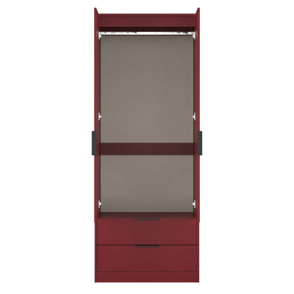 Hong Kong G Tall Wardrobe Red 2 Doors 2 Drawers 197cm