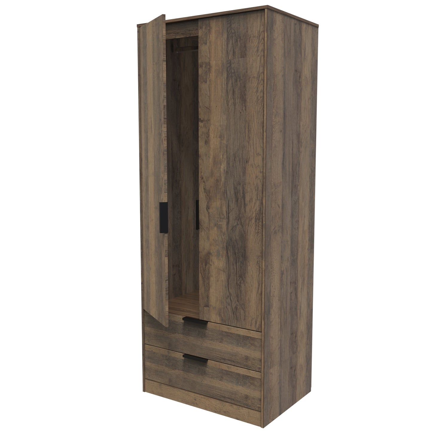 Hong Kong G Tall Wardrobe Oak 2 Doors 2 Drawers 197cm