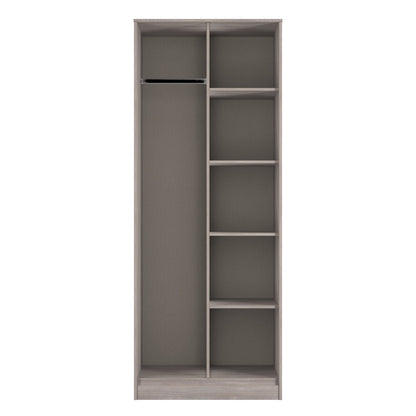 Hong Kong G Tall Wardrobe Light Grey 5 Shelves 197cm