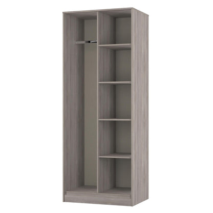 Hong Kong G Tall Wardrobe Light Grey 5 Shelves 197cm