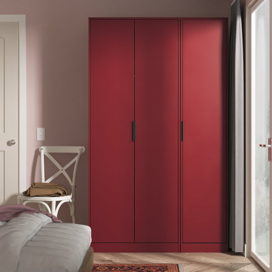 Hong Kong G Tall Wardrobe Red 3 Doors 1 Shelf 198cm