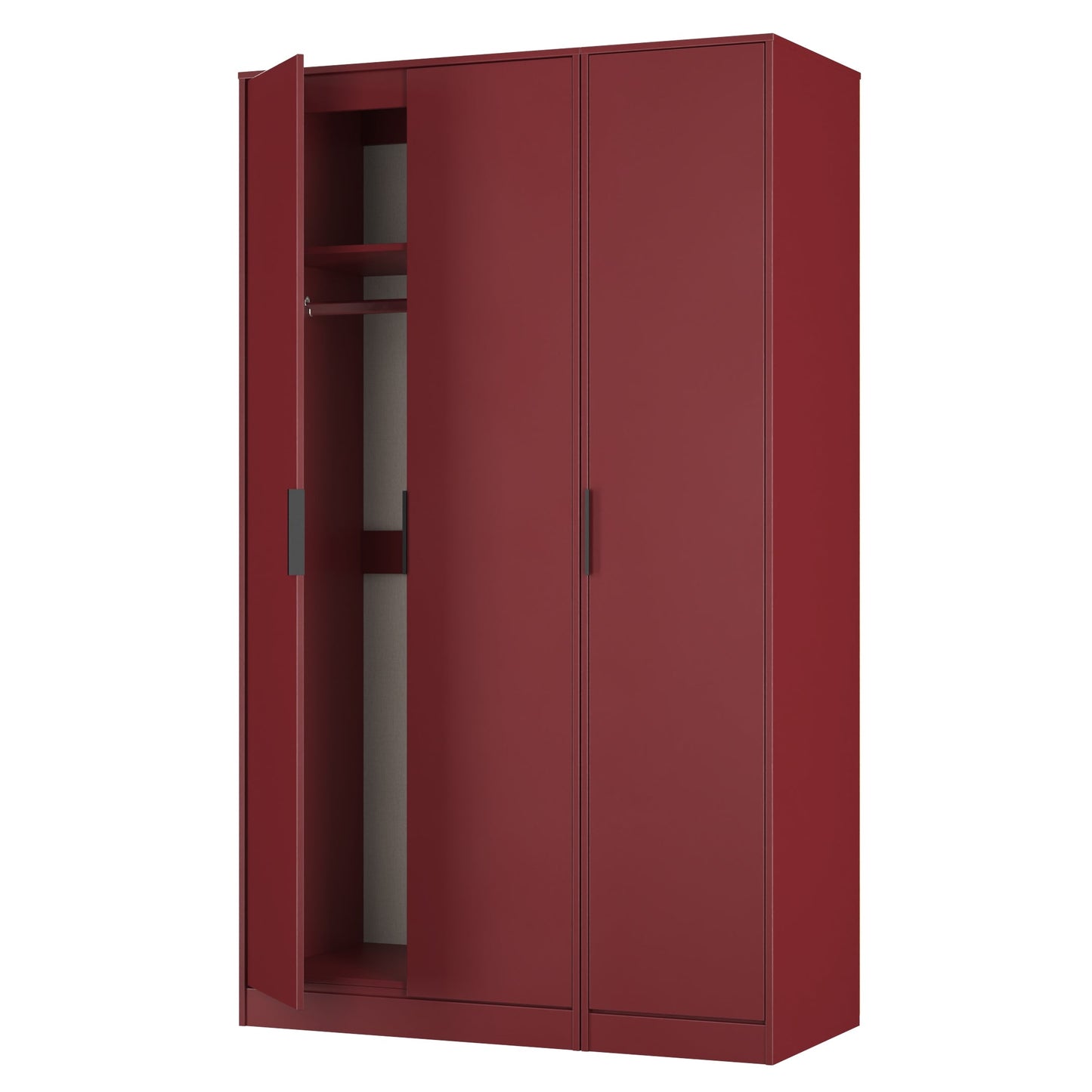 Hong Kong G Tall Wardrobe Red 3 Doors 1 Shelf 198cm