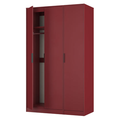 Hong Kong G Tall Wardrobe Red 3 Doors 1 Shelf 198cm