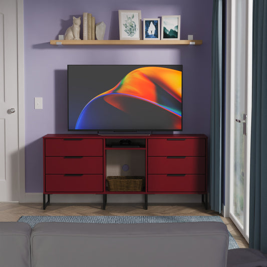 Hong Kong G Large Sideboard Red 2 Shelves 6 Drawers 152cm