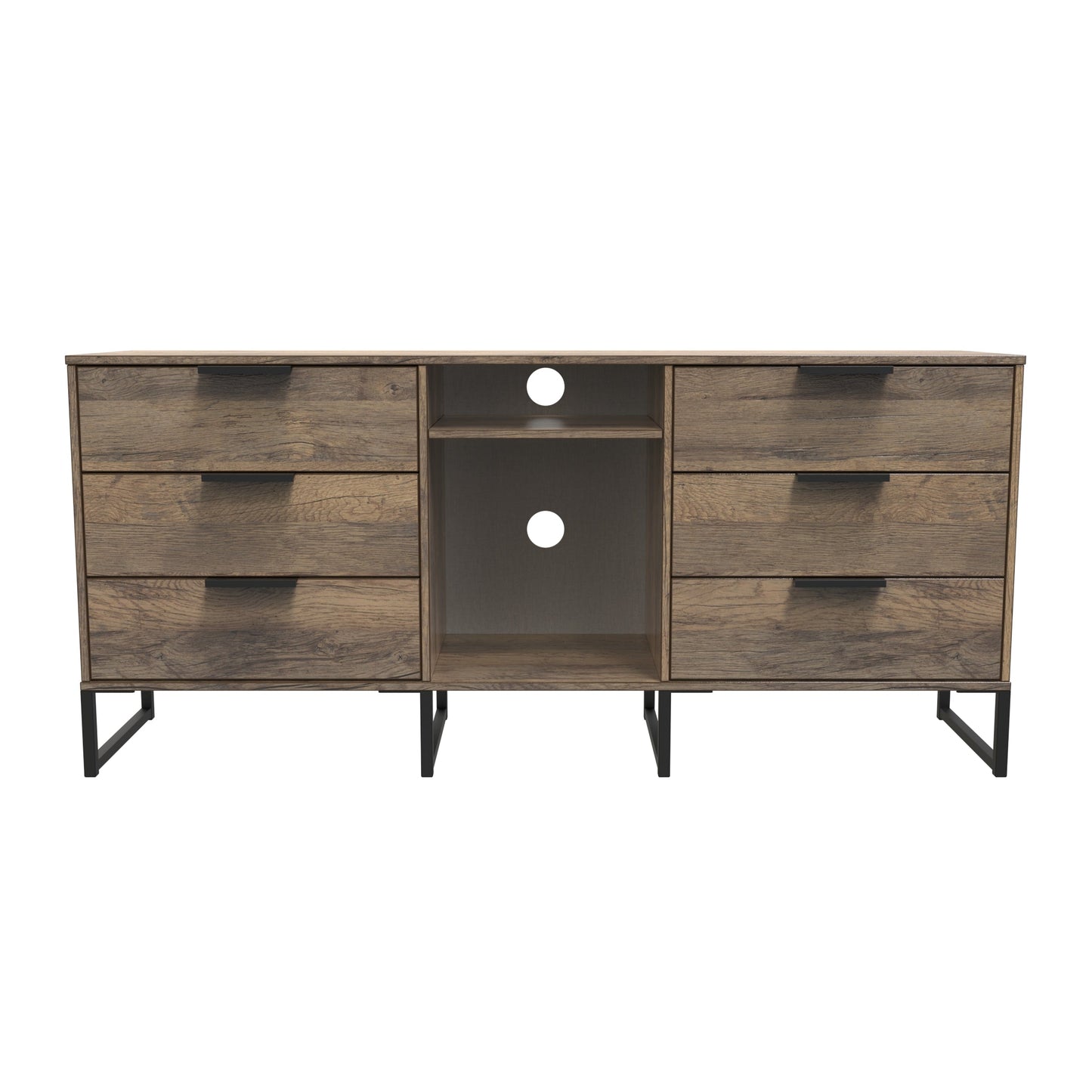 Hong Kong G Large Sideboard Oak 2 Shelves 6 Drawers 152cm
