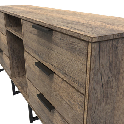 Hong Kong G Large Sideboard Oak 2 Shelves 6 Drawers 152cm