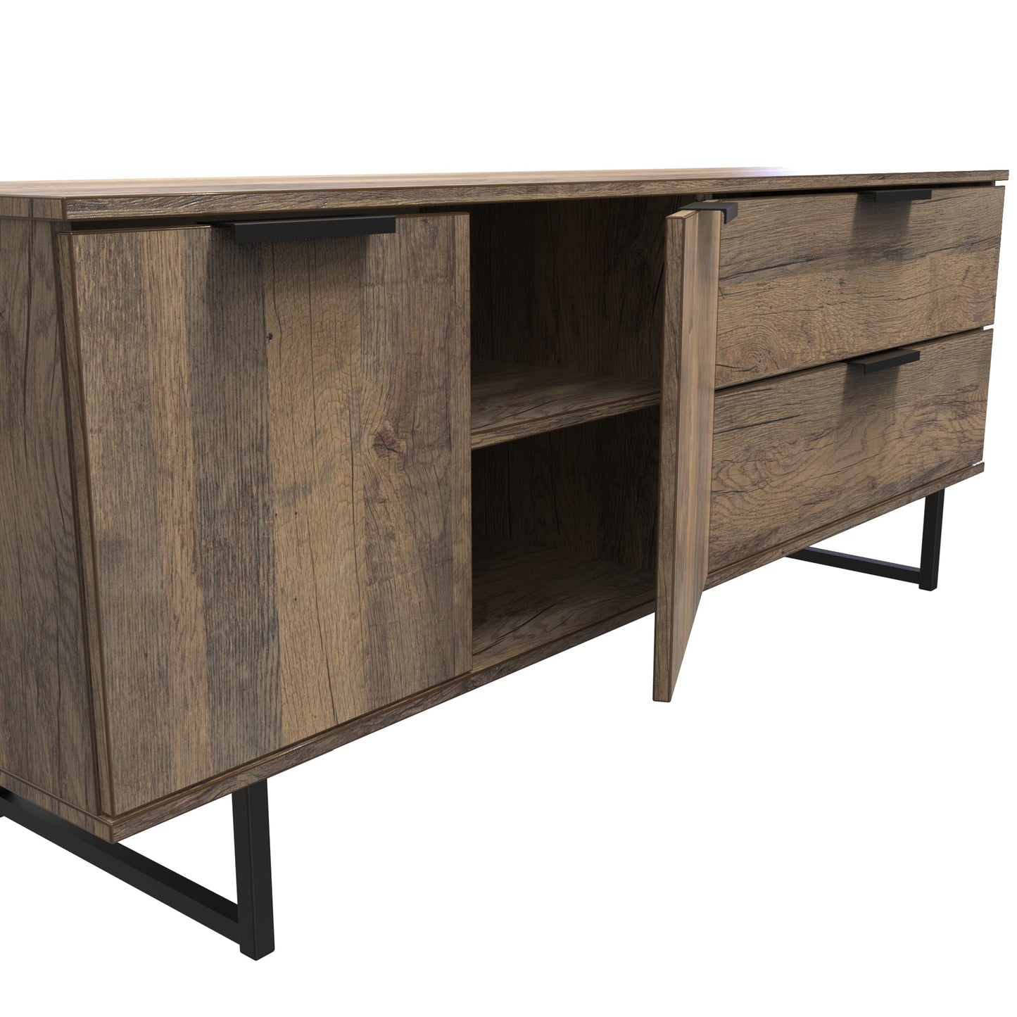 Hong Kong G Large Sideboard Oak 2 Doors 2 Drawers 147cm